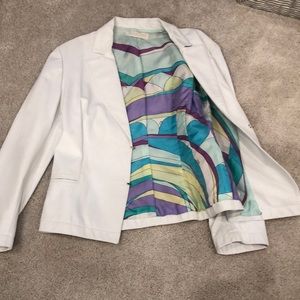 VINTAGE EMILIO PUCCI WHITE LEATHER BLAZER